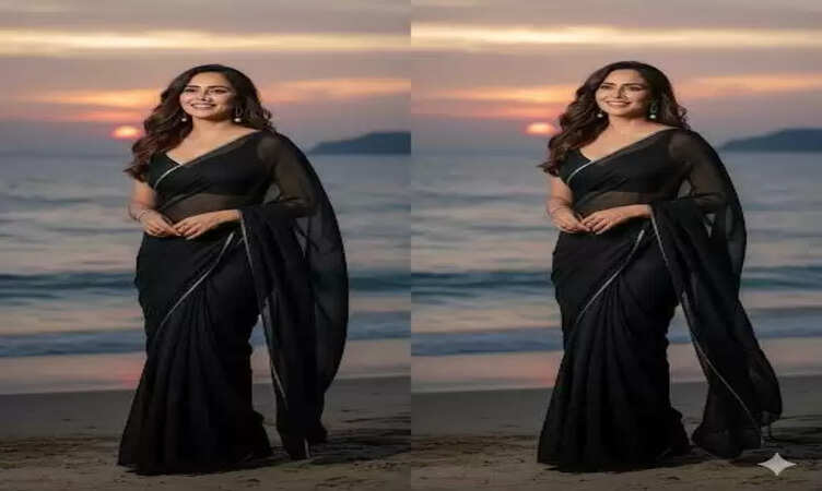 बॉलीवुड अभिनेत्री&nbsp;निकिता रावल का बीच पर ब्लैक साड़ी लुक वायरल, फैशन में जोड़ा टेक्नोलॉजी का तड़का!