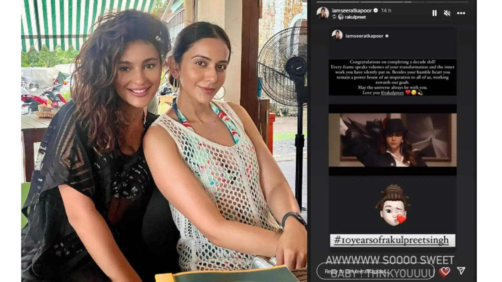 Actress Seerat Kapoor Calls Rakul Preet Singh Powerhouse Of Inspiration As She Pens Down A Beautiful Message On Her Completing a Decade In The Industry